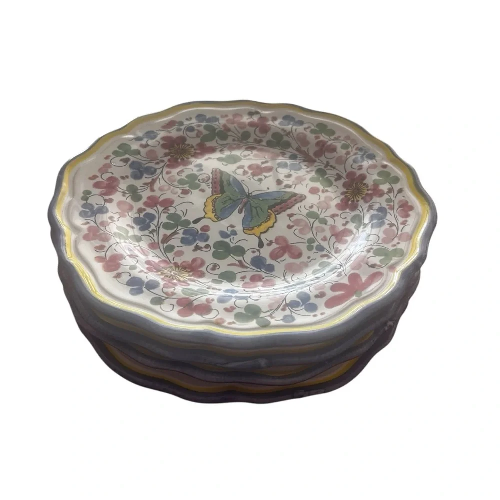 Sur La Table Butterfly Salad Plates Four Hand Painted